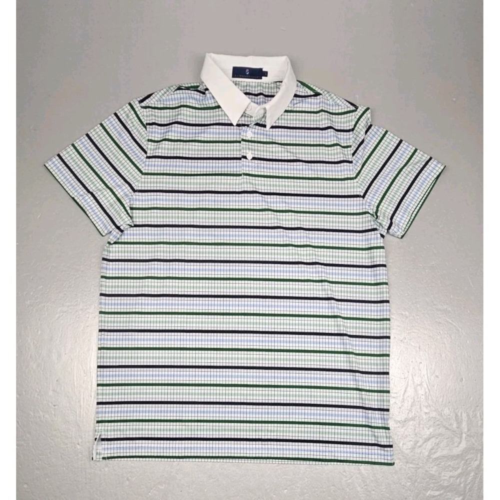 Extracurricular Golf Polo Shirt Mens Large Striped Performance Short Sleeve EX